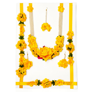 Radiant Yellow Floral Jewelry Set – Perfect for Festive Celebrations