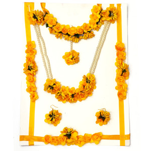 Bright Yellow Floral Jewelry Set – Perfect for Festive Celebrations