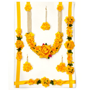 Radiant Yellow Floral Jewelry Set – Perfect for Festive Celebrations
