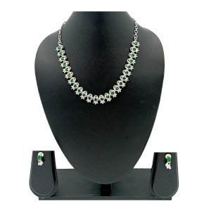 Silver Plated Green Stone Choker Set