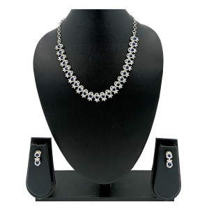Silver Plated Blue Stone Choker Set