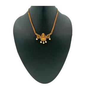 Antique Gold-Plated Goddess Lakshmi Pendant Mangalsutra