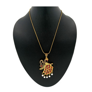 Gold Plated Dancing Peacock Necklace
