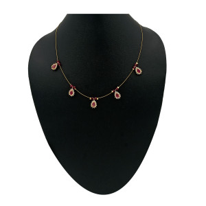 Gold Plated Ruby Drop Mangalsutra