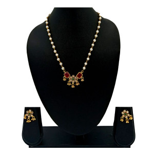 Gold Plated Pearl Necklace Set