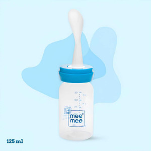 Mee Mee Soft Silicone Feeding Bottle with Spoon – 125ml