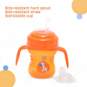 Mee Mee Bite-Resistant Hard Spout & Straw Sipper Cup – Orange (Sterilizable)