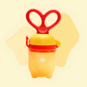 Mee Mee Fruit & Food Nibbler with Easy Grip Handle – Yellow & Red