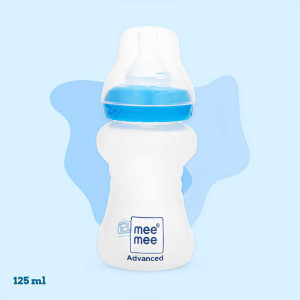 Mee Mee Advanced Feeding Bottle with Anti-Colic Nipple – 125ml (Blue)