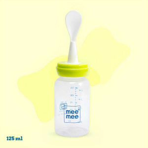 Mee Mee Silicone Feeding Bottle with Soft Spoon – 125ml (Lime Green)