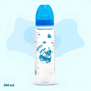 Mee Mee BPA-Free Printed Feeding Bottle – 240ml (Blue Car)