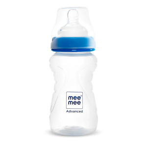 Mee Mee Advanced Feeding Bottle with Anti-Colic Nipple – 250ml (Blue)