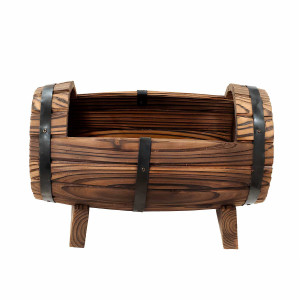 Wooden Barrel Planter with Stand