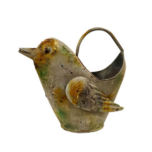 Bird-Shaped Iron Planter – Rustic Painted Finish