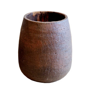 Tall Rustic Cement Planter – Brown Finish