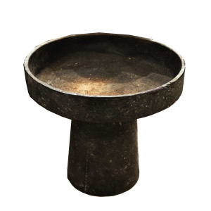 Large Black Cement Pedestal Planter