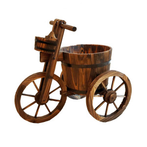 Wooden Tricycle Planter with Double Bucket