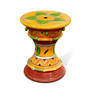 Handcrafted Floral Drum Garden Pot