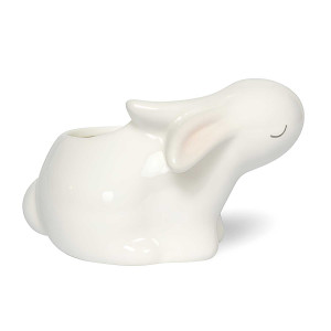 Handcrafted White Ceramic Rabbit Planter – Small