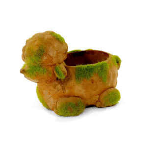 Animal-Shaped Brown Planter with Green Moss Finish