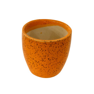 Orange Speckled Ceramic Planter – Small Round