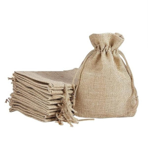 Eco-Friendly Jute Pouch Bags with Drawstring – Set of 10