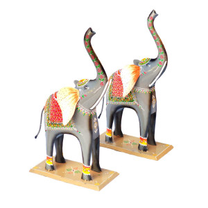 Handcrafted Iron Elephant Figurine Pair – Decorative Showpiece