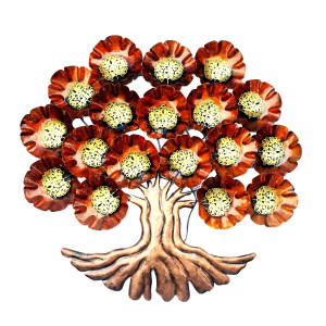 Handcrafted Iron Flower Tree Wall Hanging – Artistic Home Decor