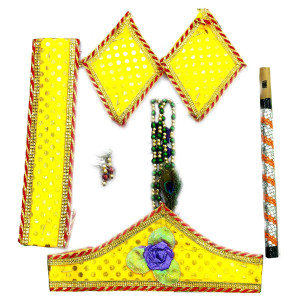 Krishna Idol Decoration Set with Rose Crown – 6 Pieces | Villege Breeze