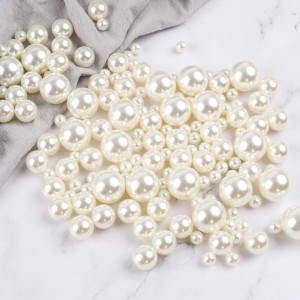 Assorted White Imitation Pearls – Multi-Size Round Beads for Jewelry & Crafts