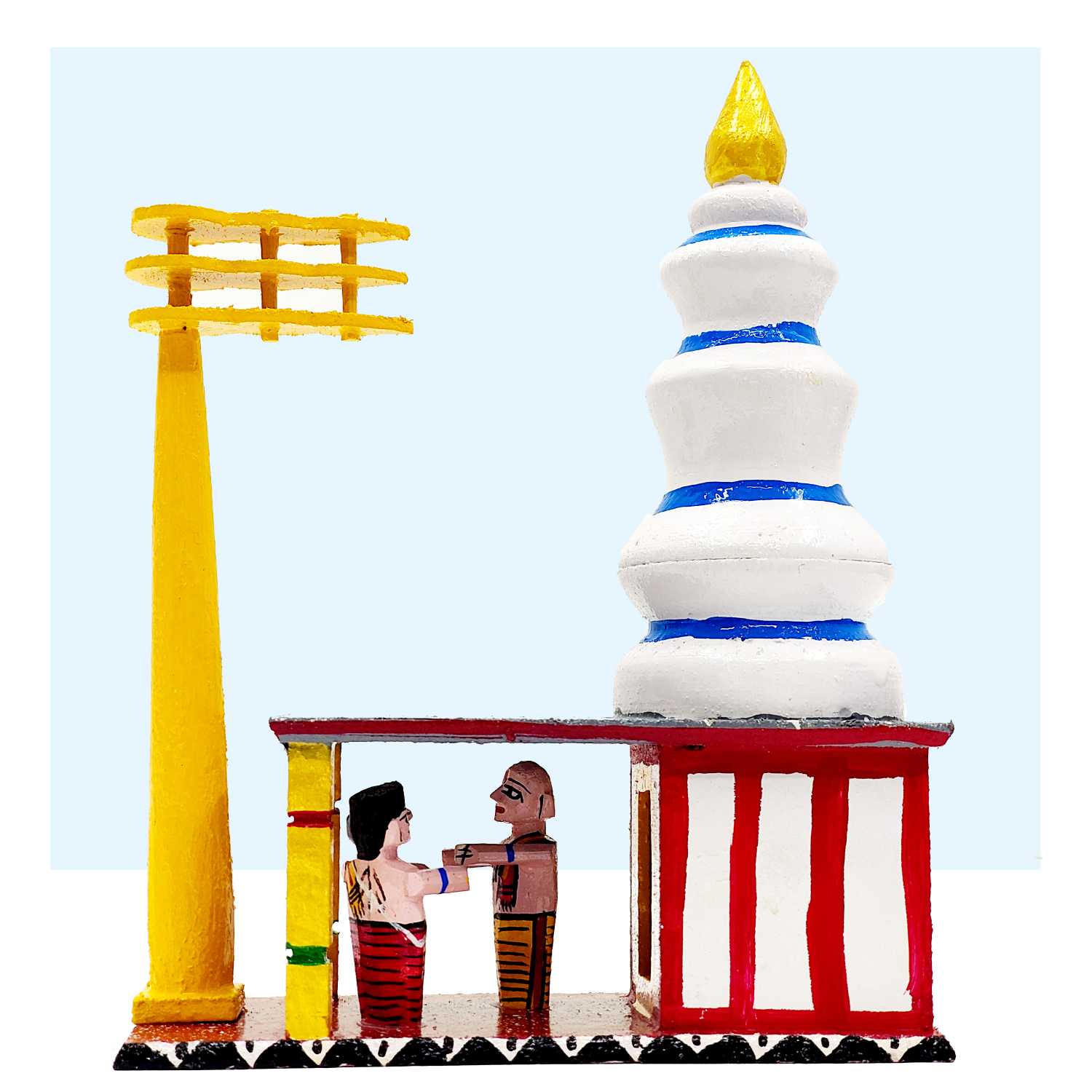 Kondapalli Temple Priest Scene – Traditional Wooden Toy Display