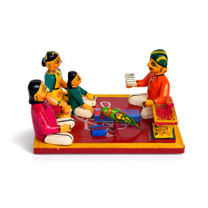 Village School Teacher with Students Scene