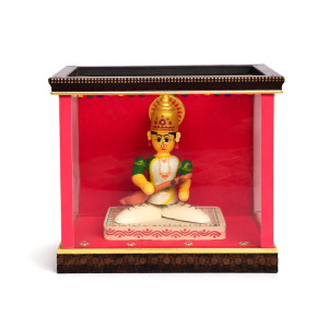 Sage Narada Wooden Figurine in Display Case