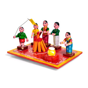 Sankranti Bhogi Festival Wooden Figurine Set
