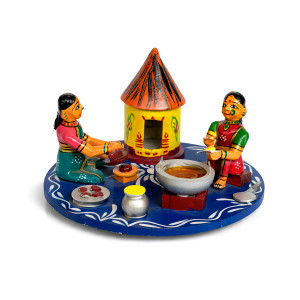 Village Cooking Scene Wooden Figurine Set
