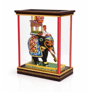 Royal Elephant Ride Wooden Figurine