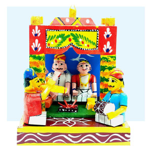 Kondapalli Wedding Mandapam Scene – Traditional Wooden Toy Set