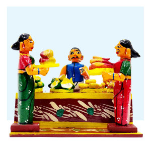 Kondapalli Street Food Stall Scene – Traditional Wooden Toy Display
