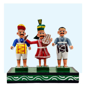 Kondapalli Village Musicians Set – Handcrafted Wooden Display