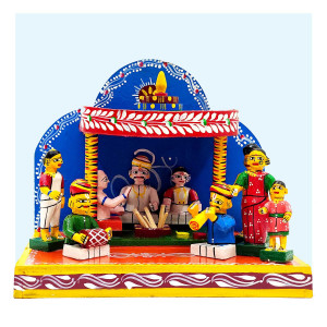 Kondapalli Traditional Wedding Scene – Handcrafted Wooden Toy Display