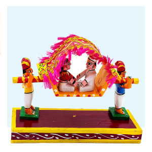 Kondapalli Bride and Groom in Palanquin – Handcrafted Wooden Toy