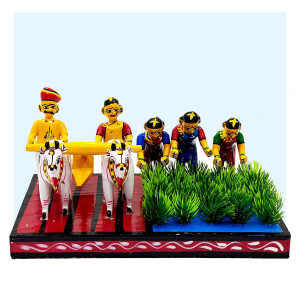 Kondapalli Paddy Field Farming Scene – Traditional Wooden Toy Set