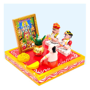 Kondapalli Satyanarayana Vratam Scene – Traditional Wooden Toy Set