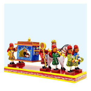 Kondapalli Royal Wedding Procession – Traditional Wooden Toy Set