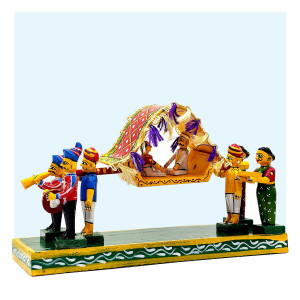 Kondapalli Groom in Palanquin – Traditional Wedding Procession Toy Set