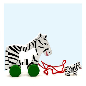 Kondapalli Zebra Puzzle Pull Toy – Handcrafted Wooden Animal Set