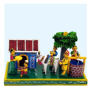 Kondapalli Village Sankranti Festival Set – Traditional Wooden Display