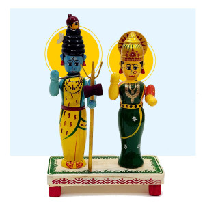 Kondapalli Lord Shiva and Parvati Wooden Idol Set