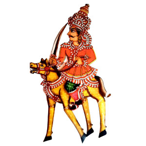 Leather Puppetry King Dasaratha on Horse – Small