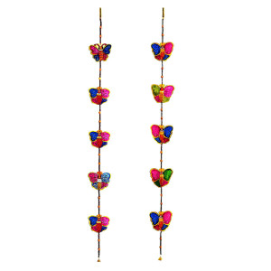 Leather Puppetry Decorative Butterfly Hanging – Set of 2